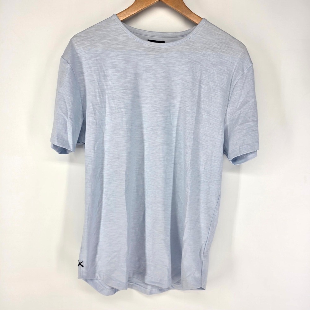 CUTS Curve-Hem Shirt Men XL Light Blue PYCA Slub Crew Neck Short Sleeve Tee 8662